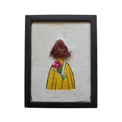 Handmade embroidered wall art frame with colorful floral design – ThreadsKalakari